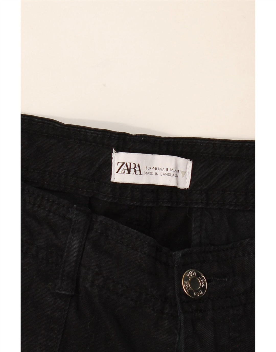 ZARA Damen gerade Cargohose EU 40 Medium W30 L31 Schwarz