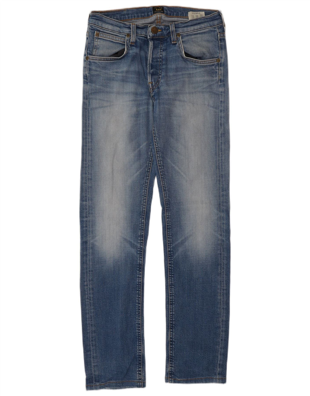 Lee Damen Daren Straight Jeans W28 L32 Blaue Baumwolle