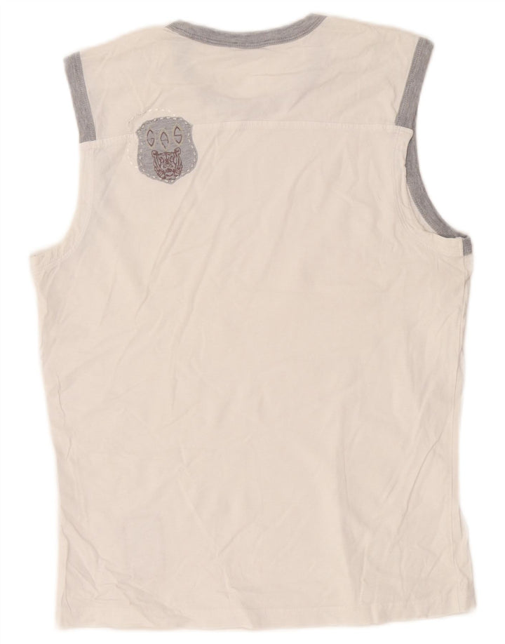 Gas Herren-Trägershirt, groß, Weiß, Farbblock