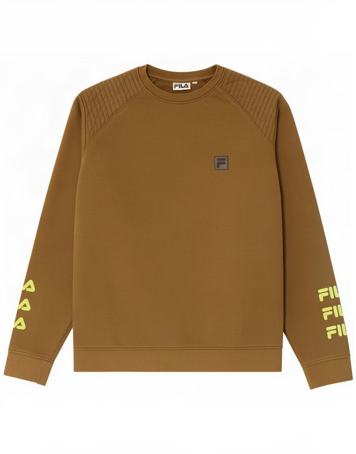 Fila Herren-Sweatshirt mit Grafik, mittlere Khaki-Baumwolle