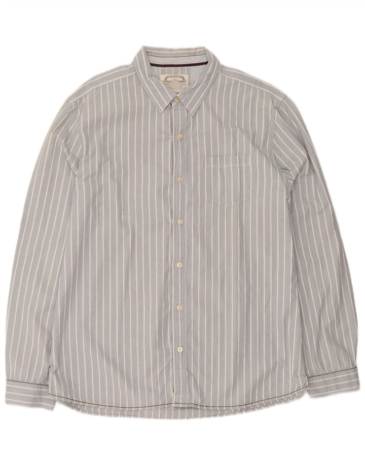 White Stuff Herren-Hemd mit klassischer Passform, 2XL, blaue Nadelstreifen-Baumwolle
