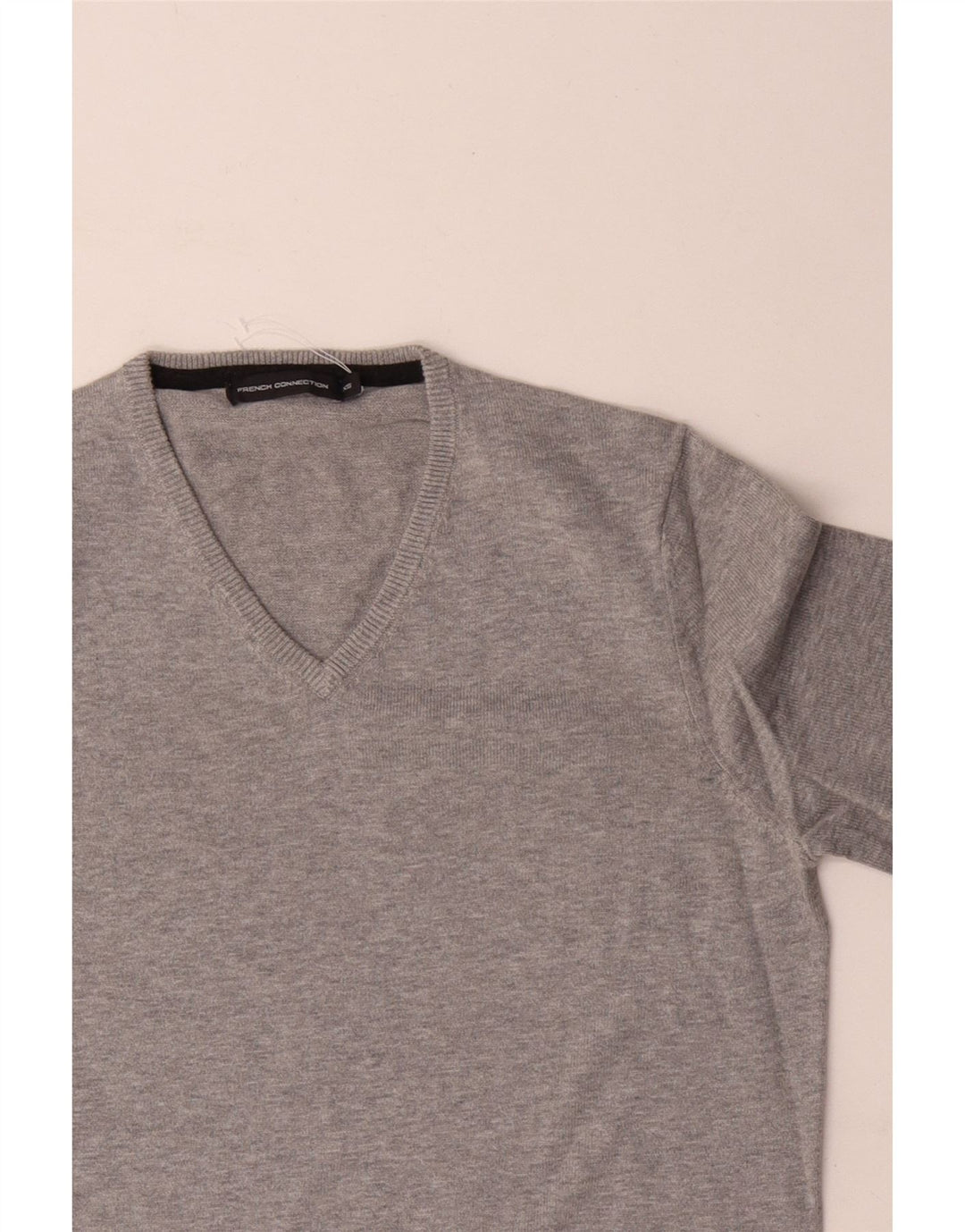 French Connection Damen-Pullover mit V-Ausschnitt IT 18 XL Graue Baumwolle