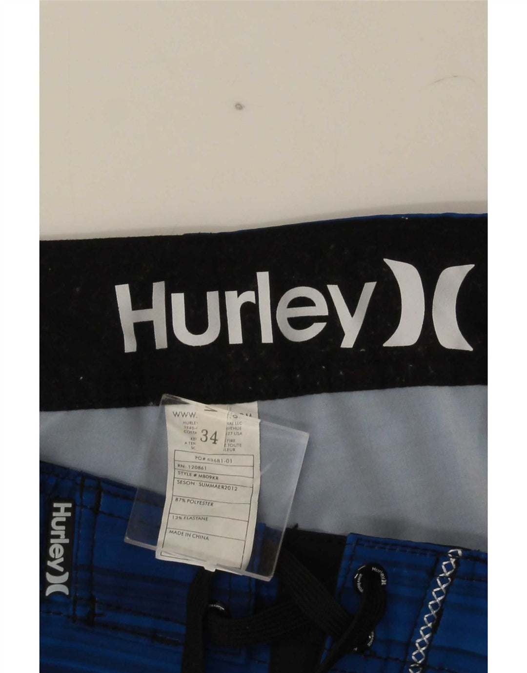 Hurley Herren-Badeshorts, groß, blau gestreift, Polyester