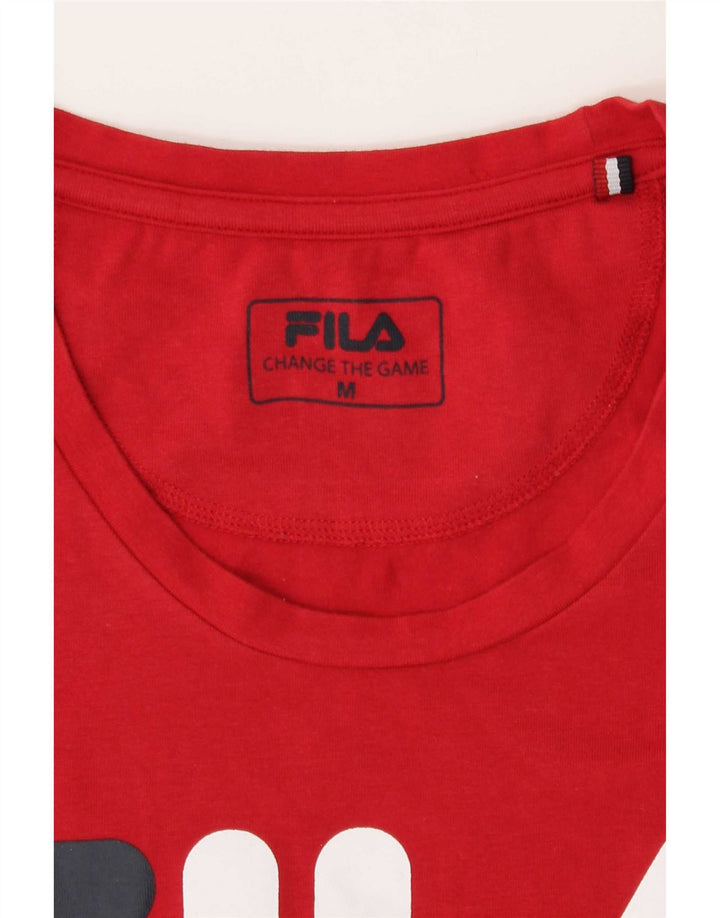 Fila Damen Grafik T-Shirt Top UK 12 Mittelrot
