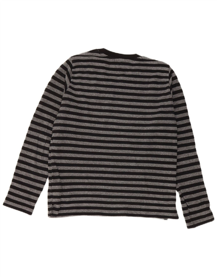 Zara Damen Graphic Top Langarm UK 14 Mittelschwarz gestreift Baumwolle