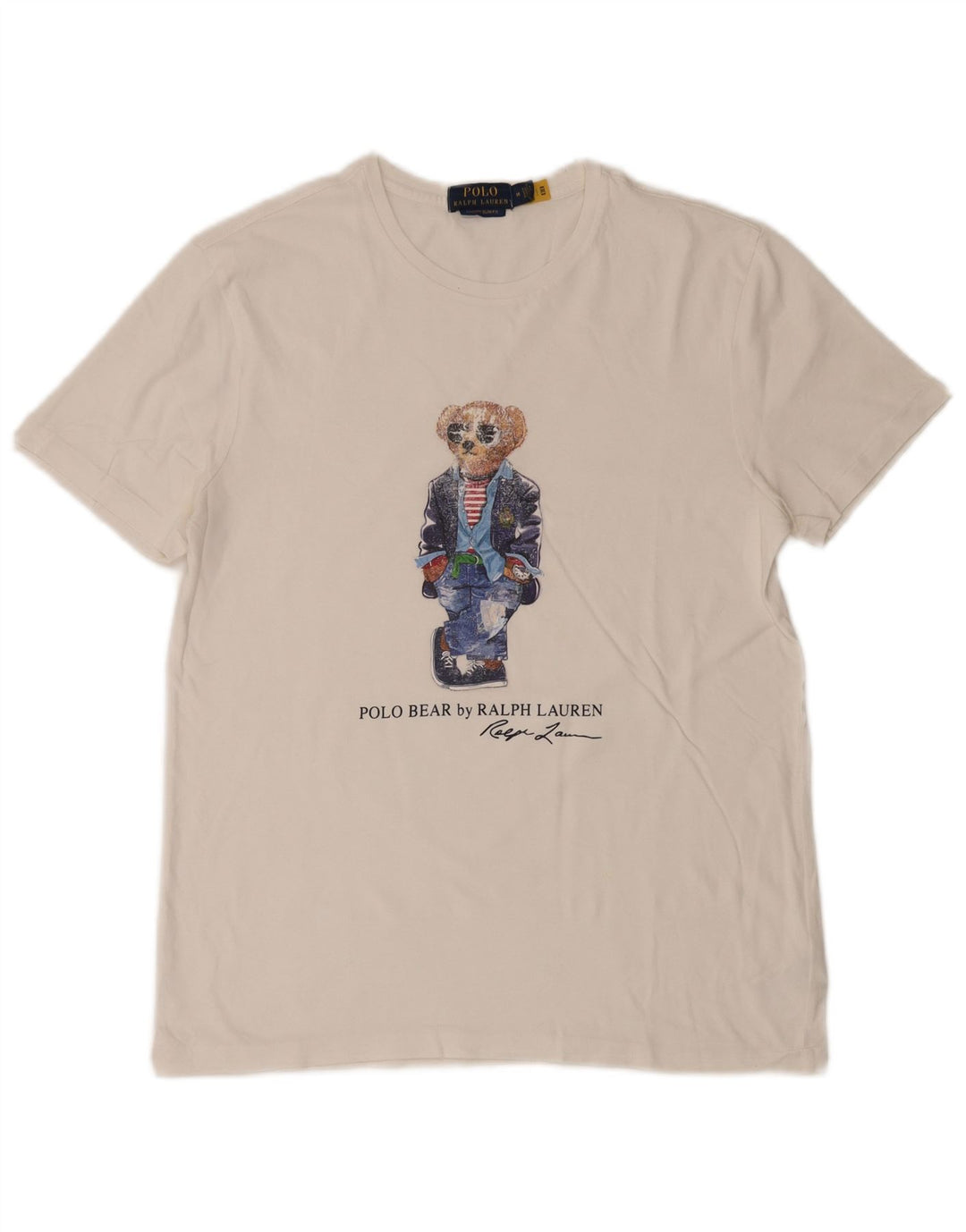 POLO RALPH LAUREN Slim Fit Grafik-T-Shirt-Oberteil für Herren aus mittelweißer Baumwolle