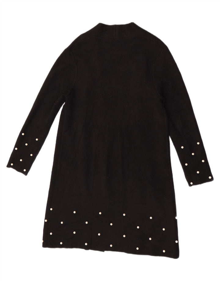 Zara Damen Longline Open Cardigan Pullover UK 10 Small Schwarz