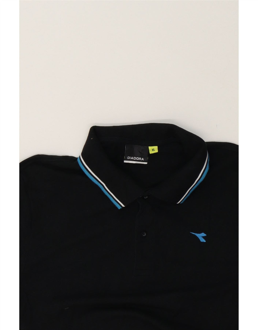 DIADORA Mens Polo Shirt XL Black Cotton Vintage Diadora and Second-Hand Diadora from Messina Hembry 