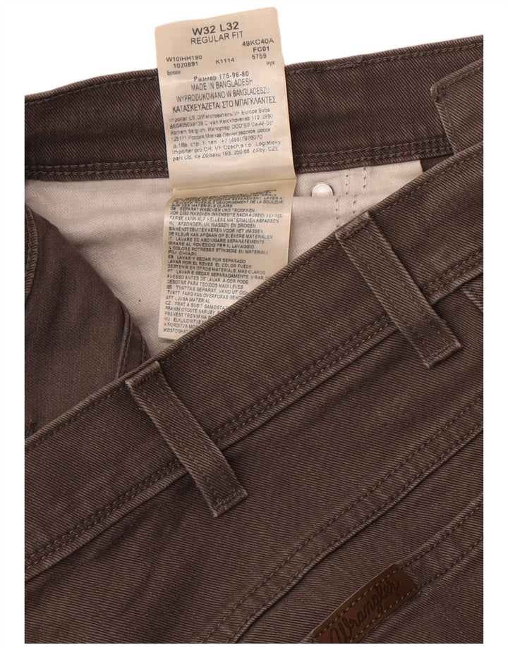WRANGLER Mens Regular Fit Straight Jeans W32 L32 Grey Cotton