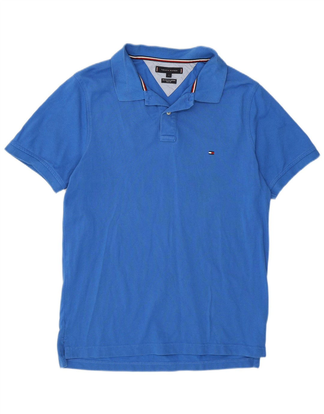 Tommy Hilfiger Herren-Poloshirt in schmaler Passform, groß, aus blauer Baumwolle