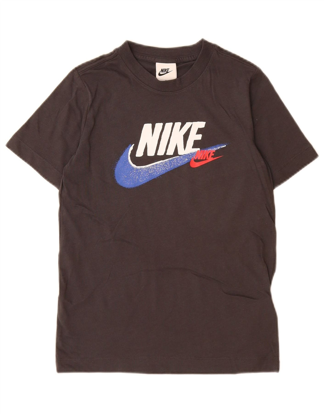 Nike Jungen-T-Shirt mit Grafik, 8–9 Jahre, Größe S, graue Baumwolle