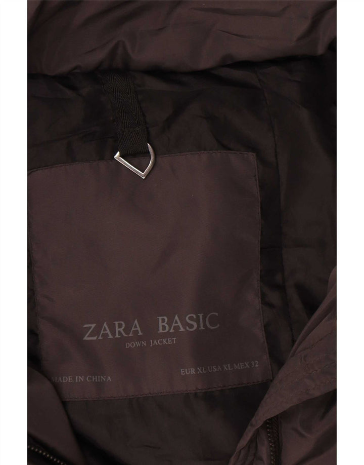 Zara Damen Wattierte Jacke UK 18 XL Schwarz Polyester
