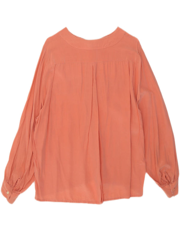 Vintage Damen LangarmBluse Top UK 18 XL Rosa Seide
