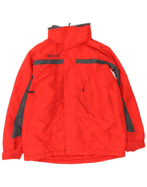 Columbia Jungen-Windbreakerjacke mit Kapuze, 14–15 Jahre, rotes Farbblockdesign