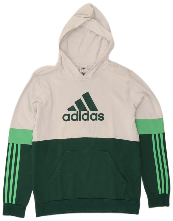 Adidas Jungen Grafik-Hoodie-Pullover, 15–16 Jahre, weißes Farbblockdesign