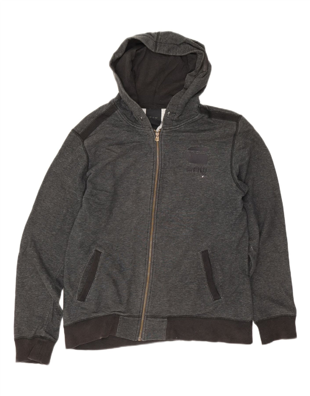 G-Star Herren-Kapuzenpullover mit Reißverschluss, mittelgrau gesprenkelte Baumwolle