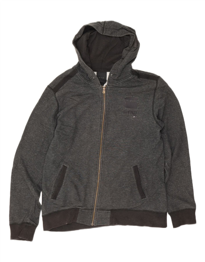 G-Star Herren-Kapuzenpullover mit Reißverschluss, mittelgrau gesprenkelte Baumwolle