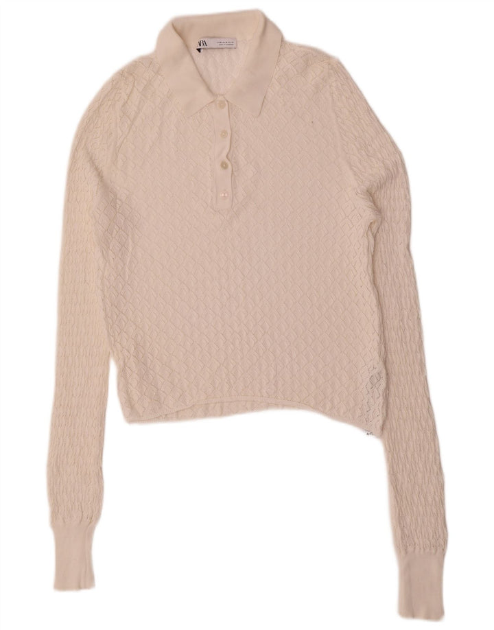 Zara Damen-Pullover mit Rollkragen, UK 12, mittelweiße Viskose