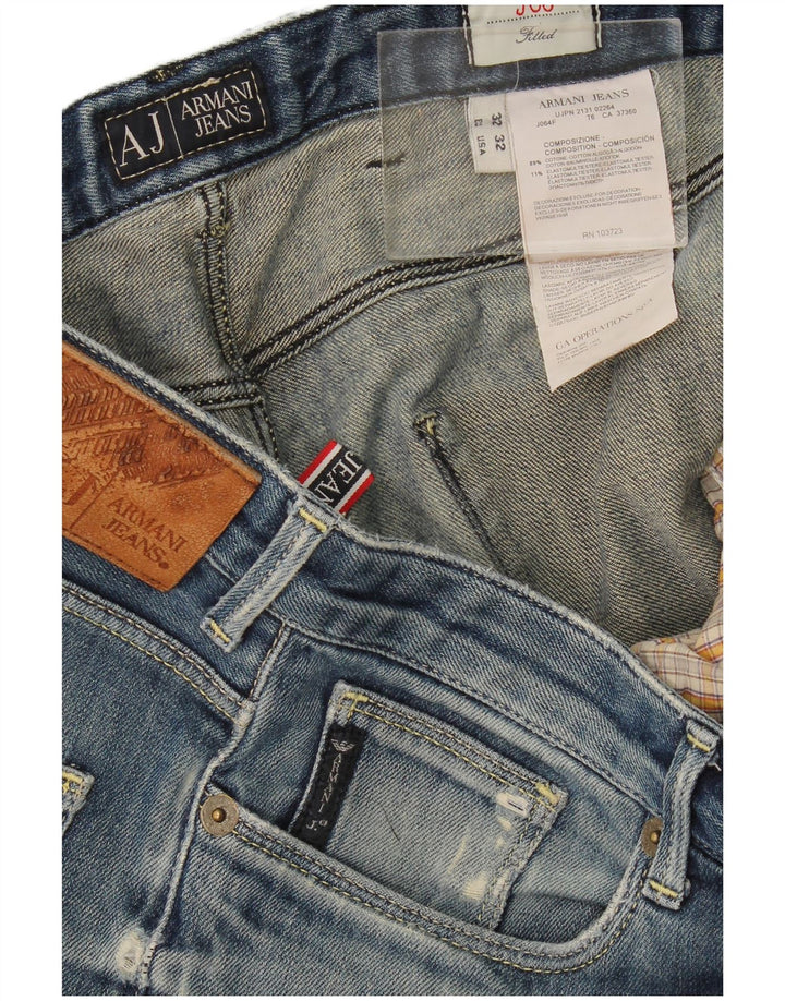 Armani Damen-Jeans im Used-Look, schmal, W32, L32, Blau, Baumwolle