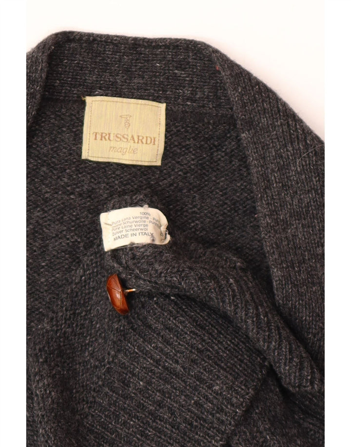 Trussardi Herren-Cardigan-Pullover, große graue Wolle