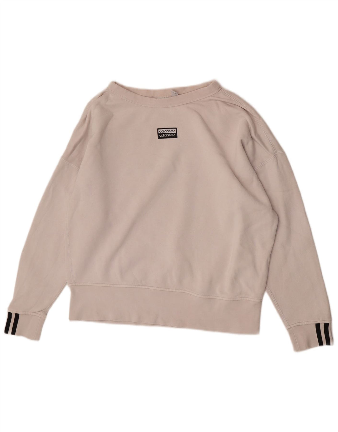 Adidas übergroßer Damen-Sweatshirt-Pullover, UK 10, Größe S, weiße Baumwolle