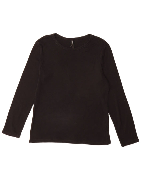Marks & Spencer Damen Top Langarm UK 14 Medium Schwarz Baumwolle