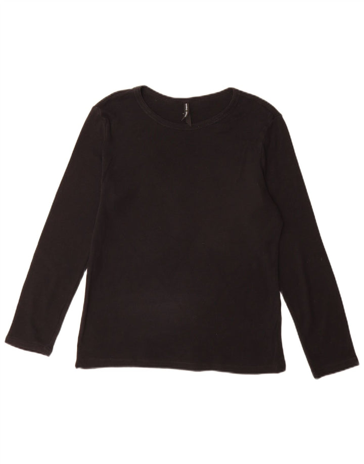 Marks & Spencer Damen Top Langarm UK 14 Medium Schwarz Baumwolle