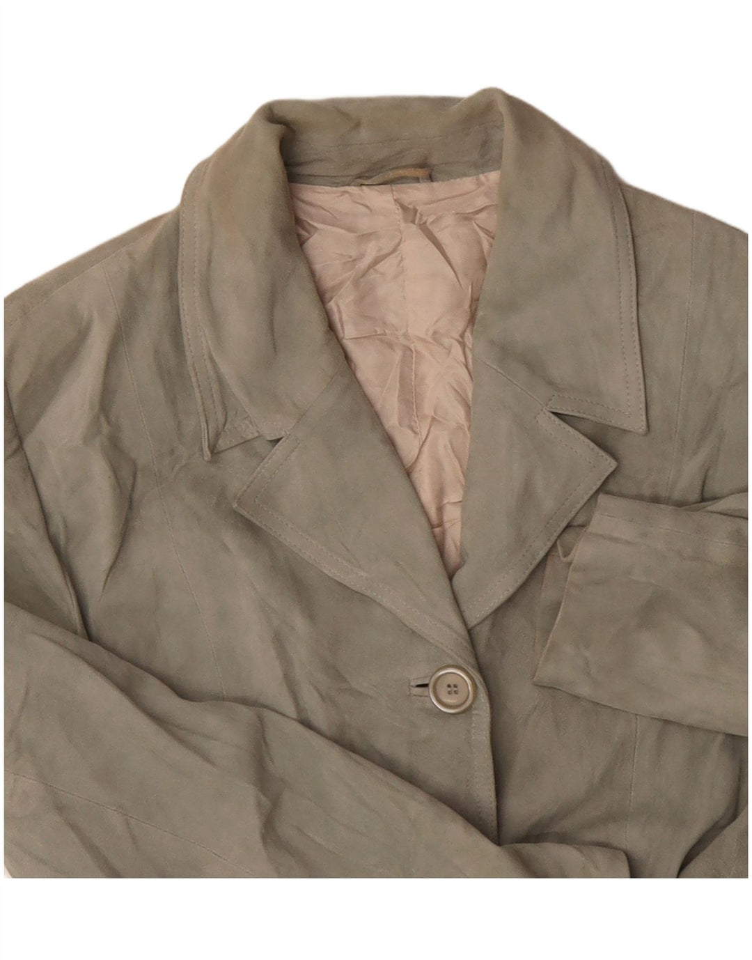 Pollini Damen 3-Knopf-Wildleder-Blazerjacke UK 14 Mittelgrün