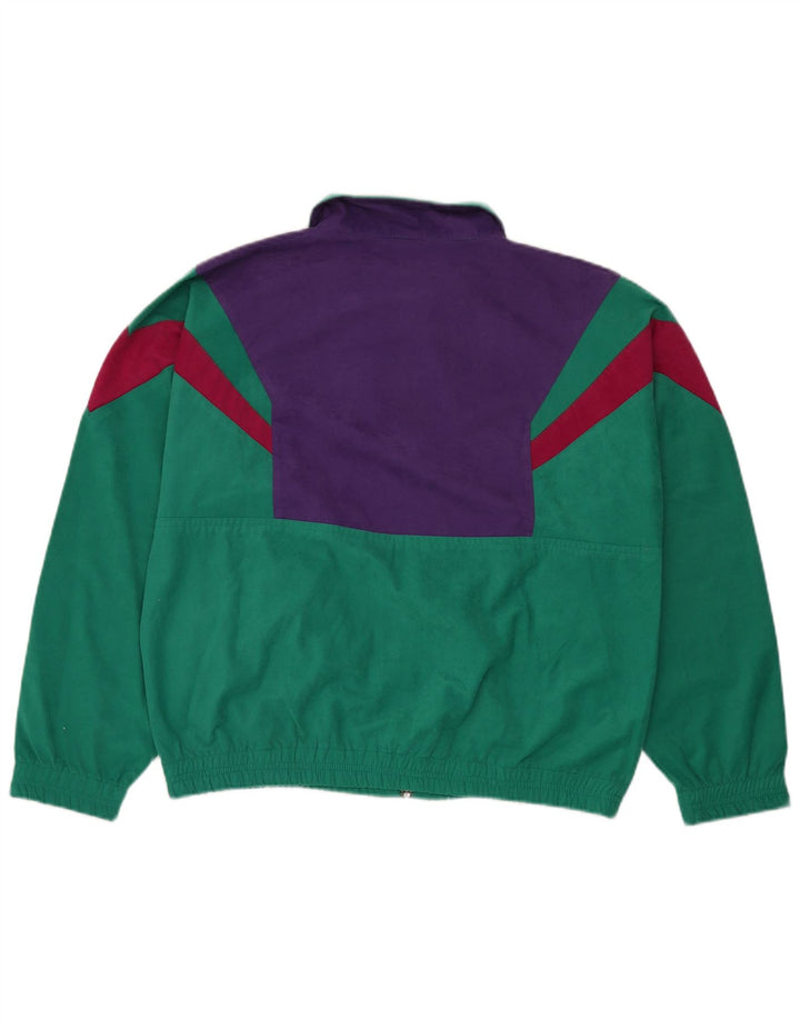 Vintage Damen-Trainingsanzug, UK 14, Mittelgrün, Farbblock-Polyester