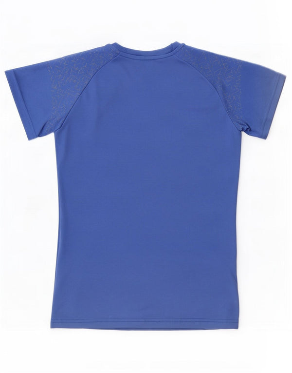 Asics Damen T-Shirt Top UK 10 Small Blau Geometrisch Polyester