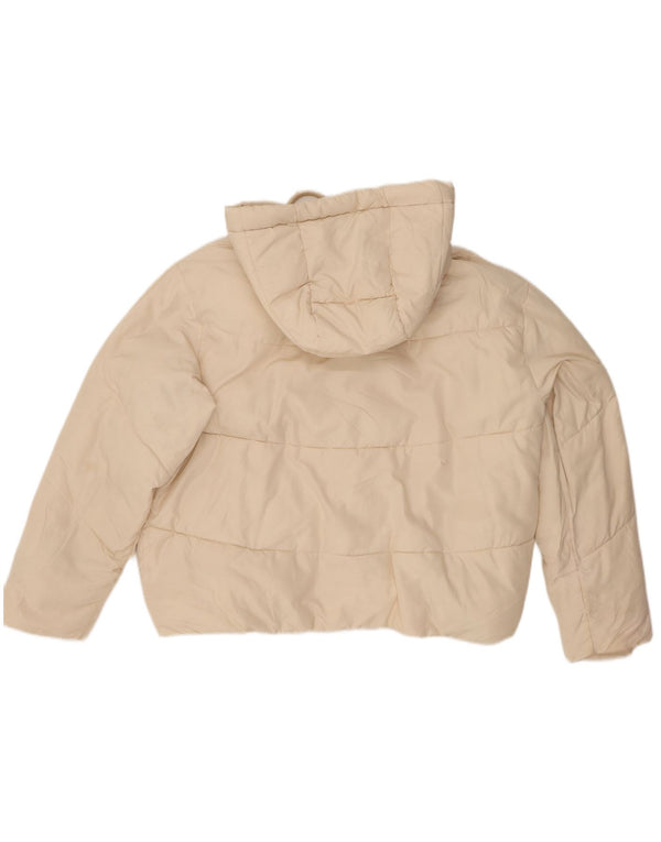 Zara Damen-Jacke mit Kapuze, übergroß, wattiert, UK 6, XS, gebrochenes Weiß, Polyester