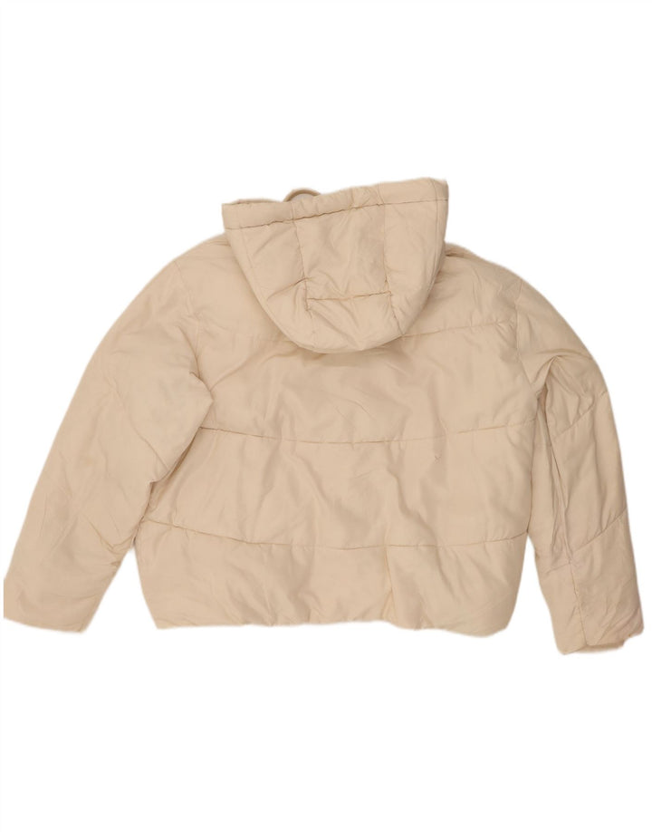 Zara Damen-Jacke mit Kapuze, übergroß, wattiert, UK 6, XS, gebrochenes Weiß, Polyester