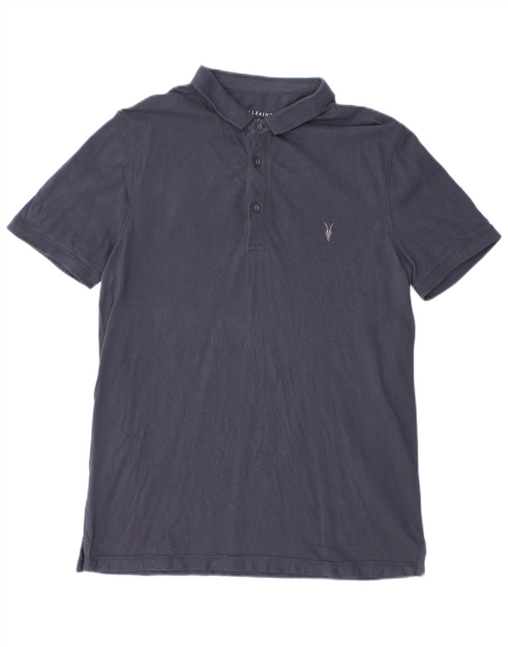 ALL SAINTS Herren-Poloshirt, groß, marineblau, Baumwolle