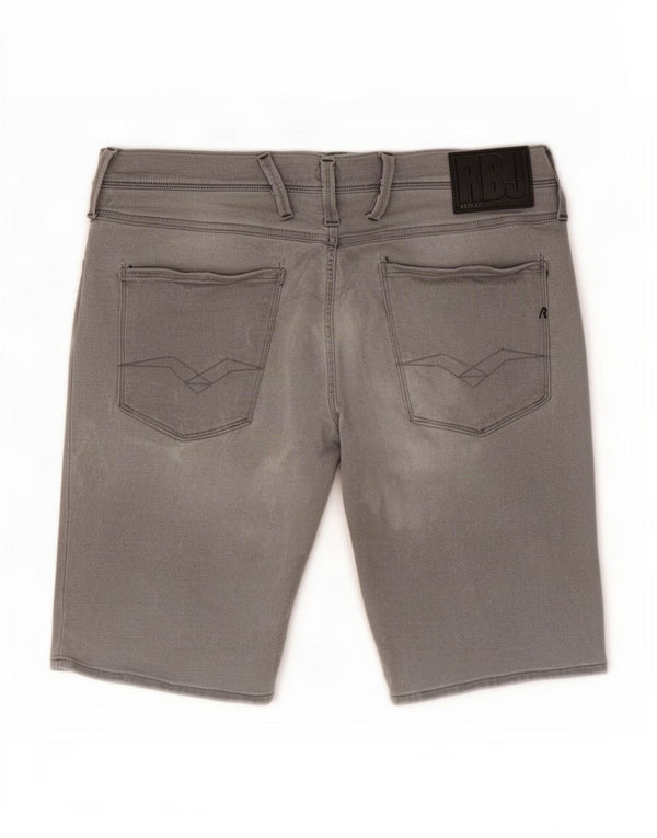 Replay Herren Anbass Denim Shorts W32 mittelgraue Baumwolle