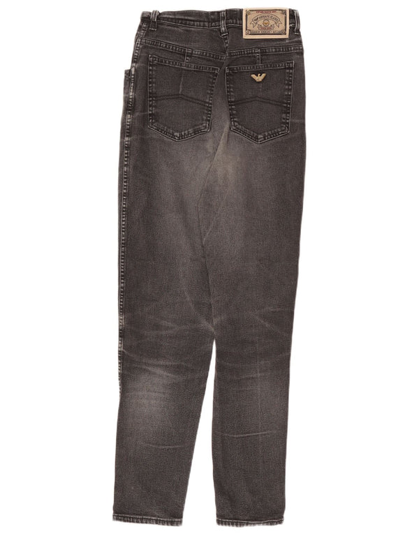 Armani Damen High Waist Tapered Jeans W30 L30 Graue Baumwolle