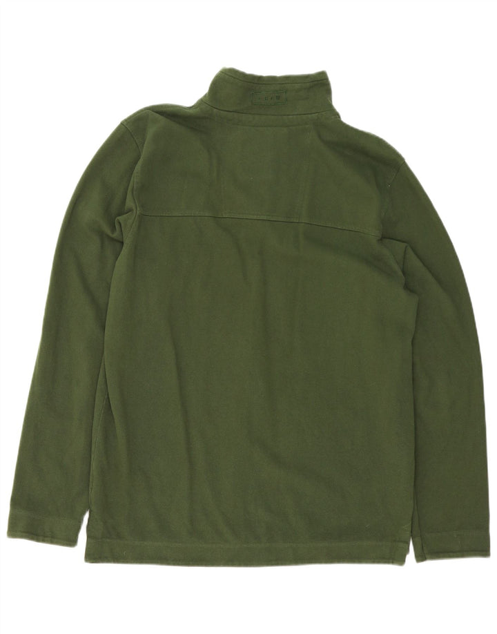 Crew Clothing Herren-Sweatshirt mit Reißverschluss am Hals, mittelgrüne Baumwolle