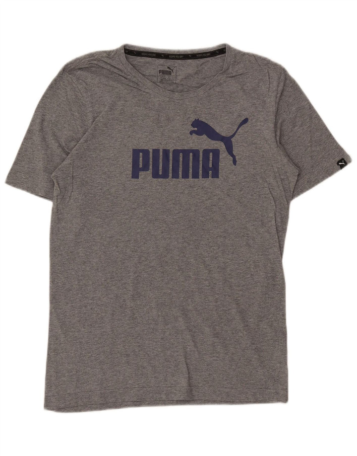 Puma Herren-T-Shirt mit Grafik, Größe S, grau gesprenkelte Baumwolle