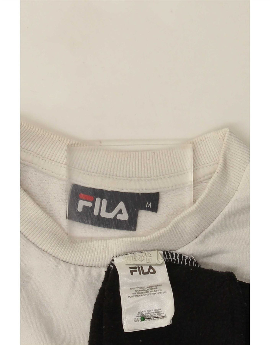 Fila Damen Grafik-Sweatshirt-Pullover UK 14 Mittelweiße Colourblock-Baumwolle