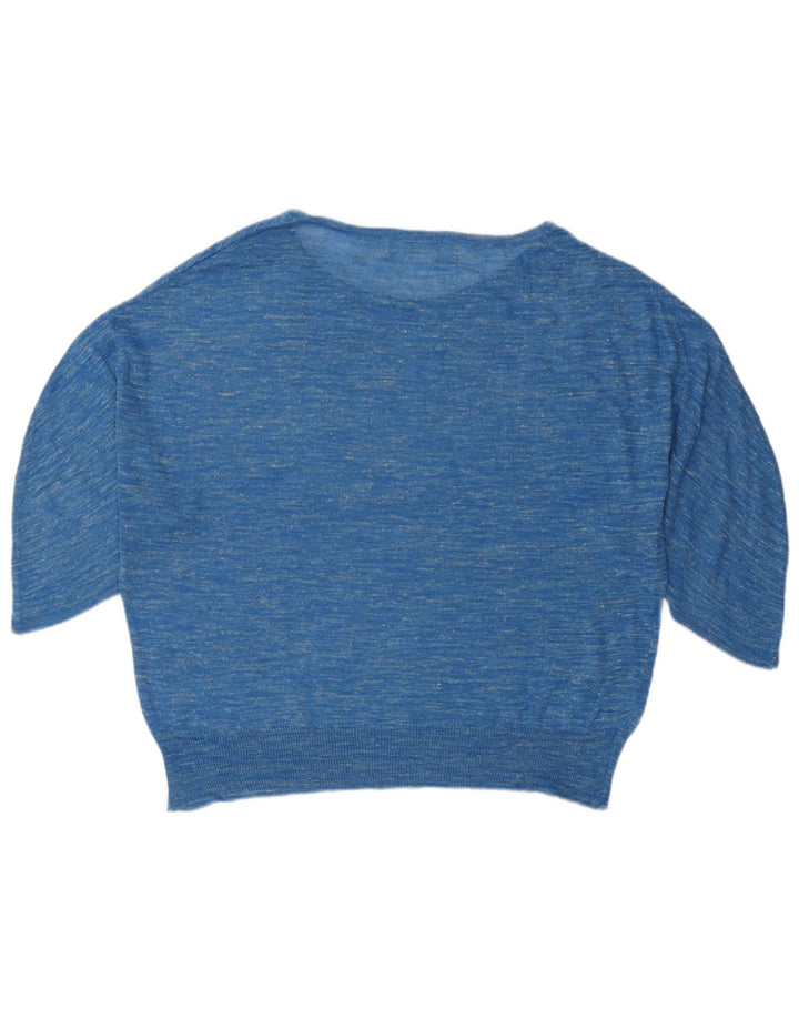 ZARA Damen-Pullover, lockere Passform, U-Boot-Ausschnitt, Gr. 14, Mittelblau