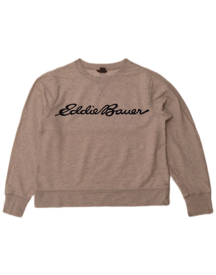 EDDIE BAUER Damen Übergroßer grafischer Crop-Sweatshirt-Pullover UK 6 XS Grau