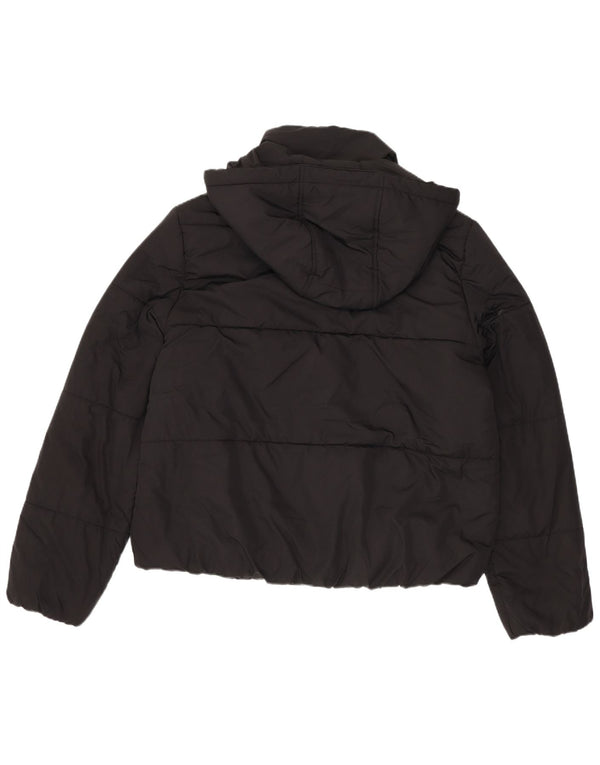 Marks & Spencer Wattierte Damenjacke mit Kapuze, UK 12, Mittelschwarz, Polyester