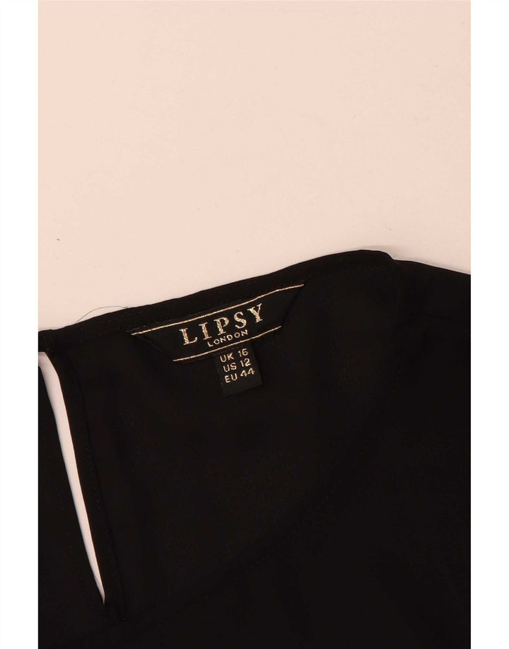 Lipsy Damen-Blusenoberteil, langärmelig, UK-Größe 44, Größe L, Schwarz, Polyester