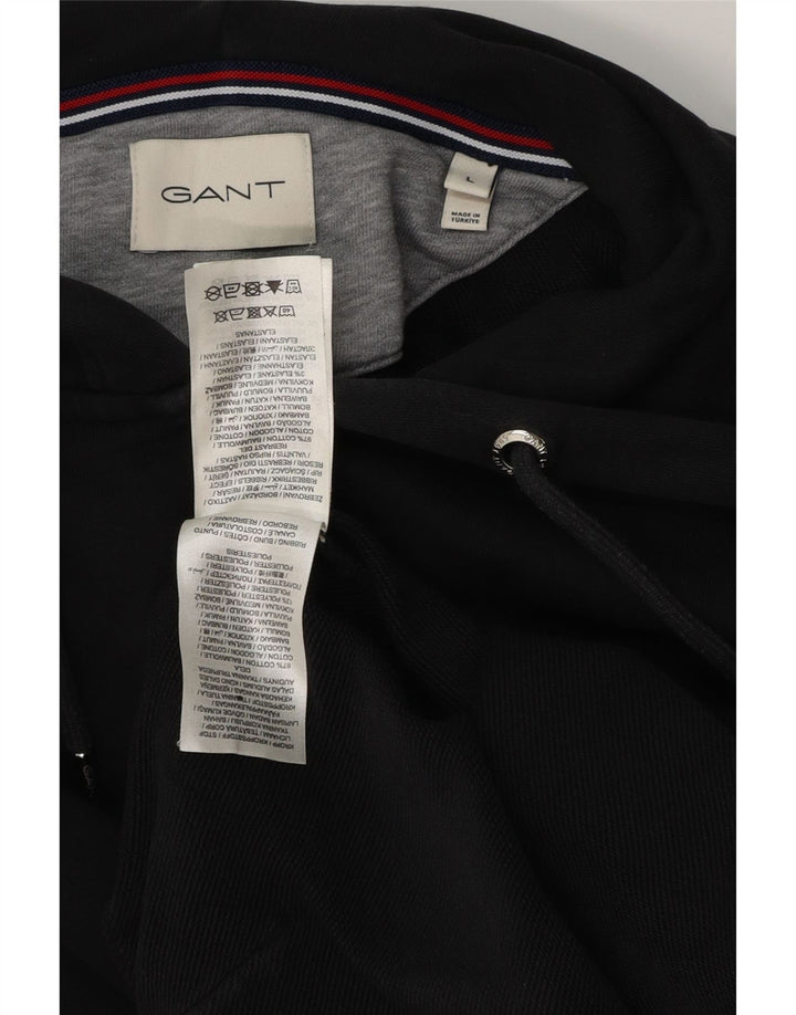 GANT Herren-Kapuzenpullover mit Reißverschluss, groß, aus schwarzer Baumwolle