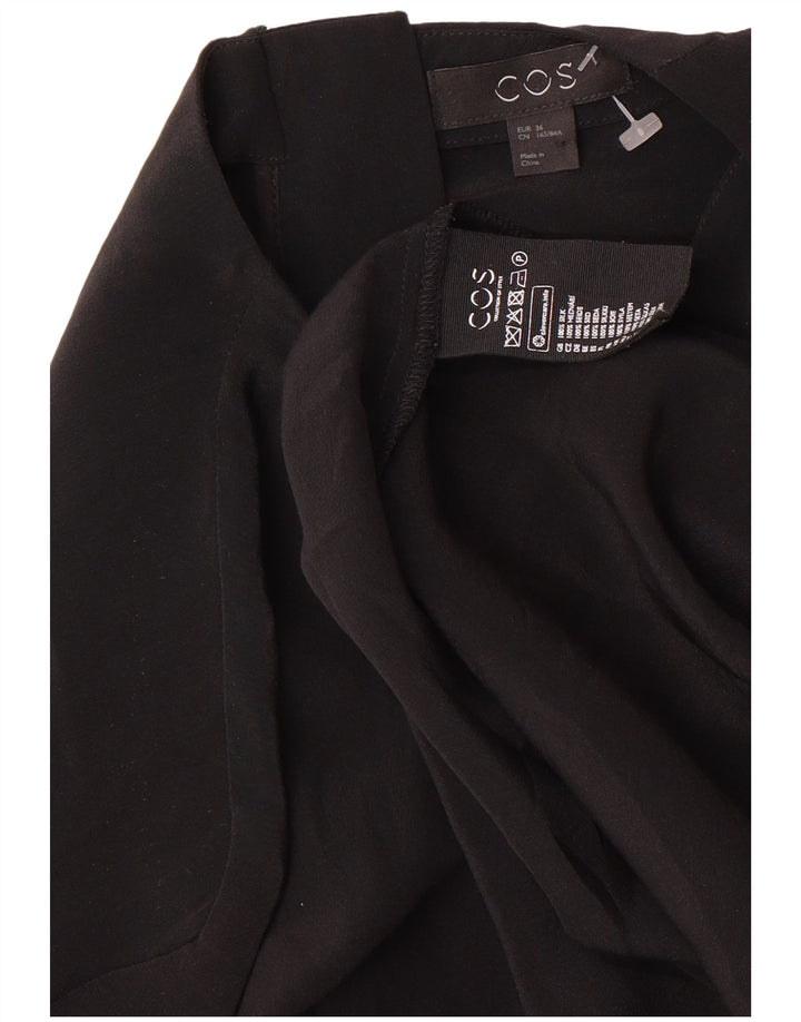 COS Womens Long Sleeve Shift Dress EU 36 Small Black Silk