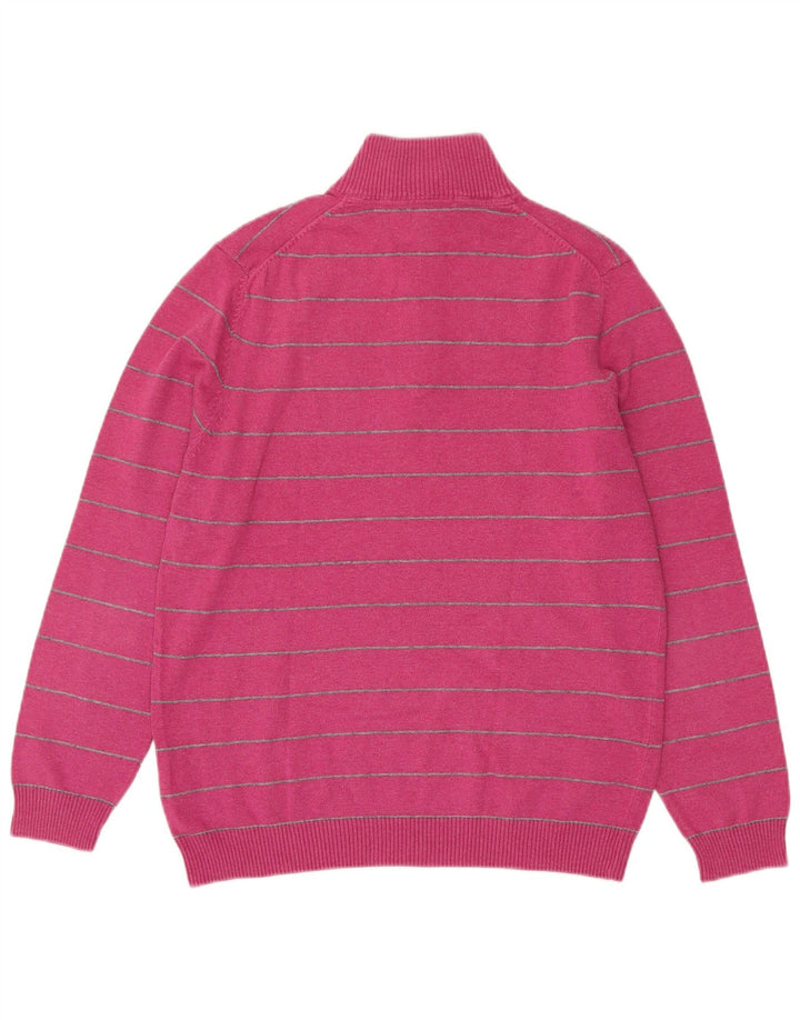 Massimo Dutti Damen Pullover mit Reißverschluss am Hals EU 38 Mittelrosa gestreift