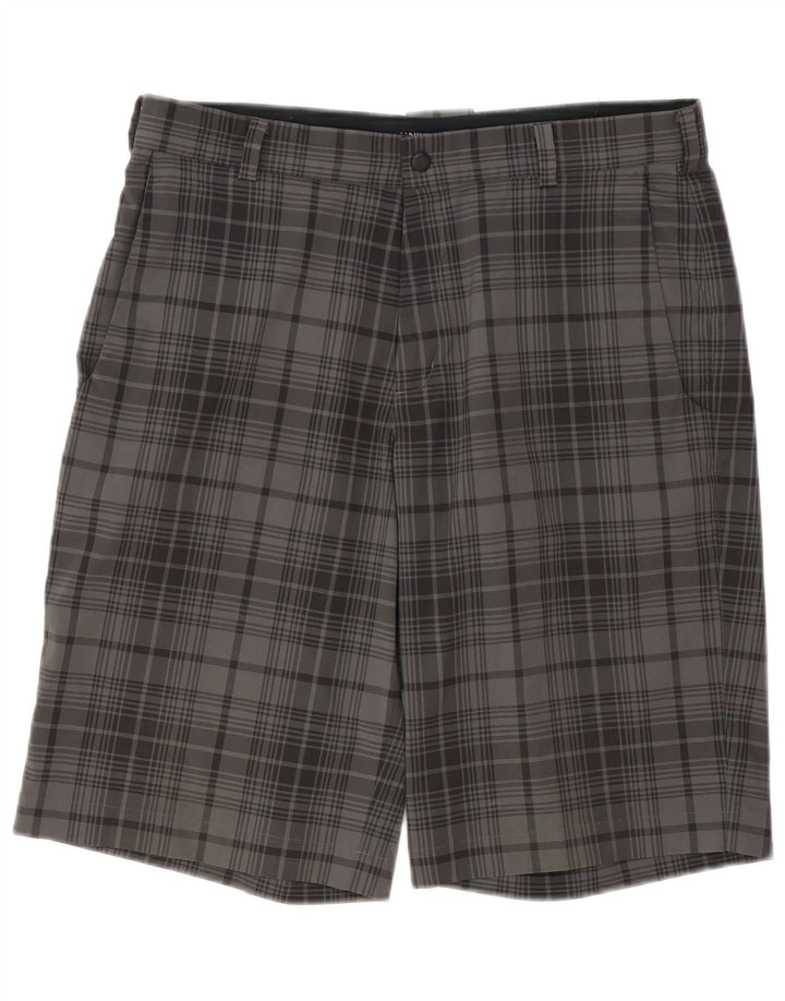 Nike Herren Dri Fit Chino Shorts W32 Mittelgrau kariertes Polyester