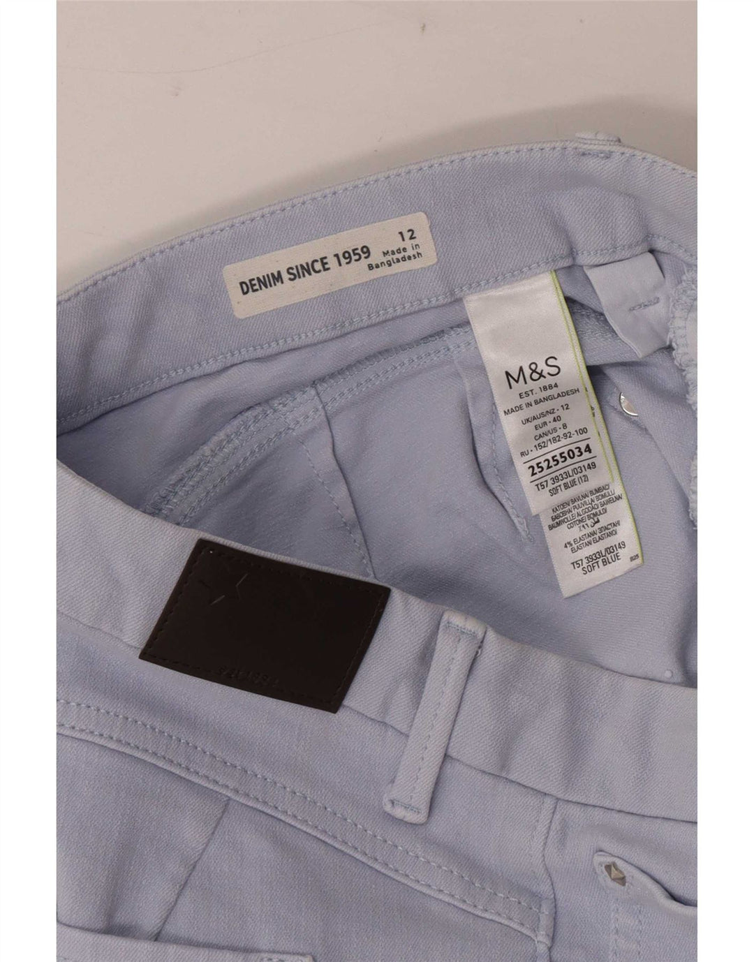 Marks & Spencer Damen Bermuda Casual Shorts UK 12 Medium W30 Blaue Baumwolle
