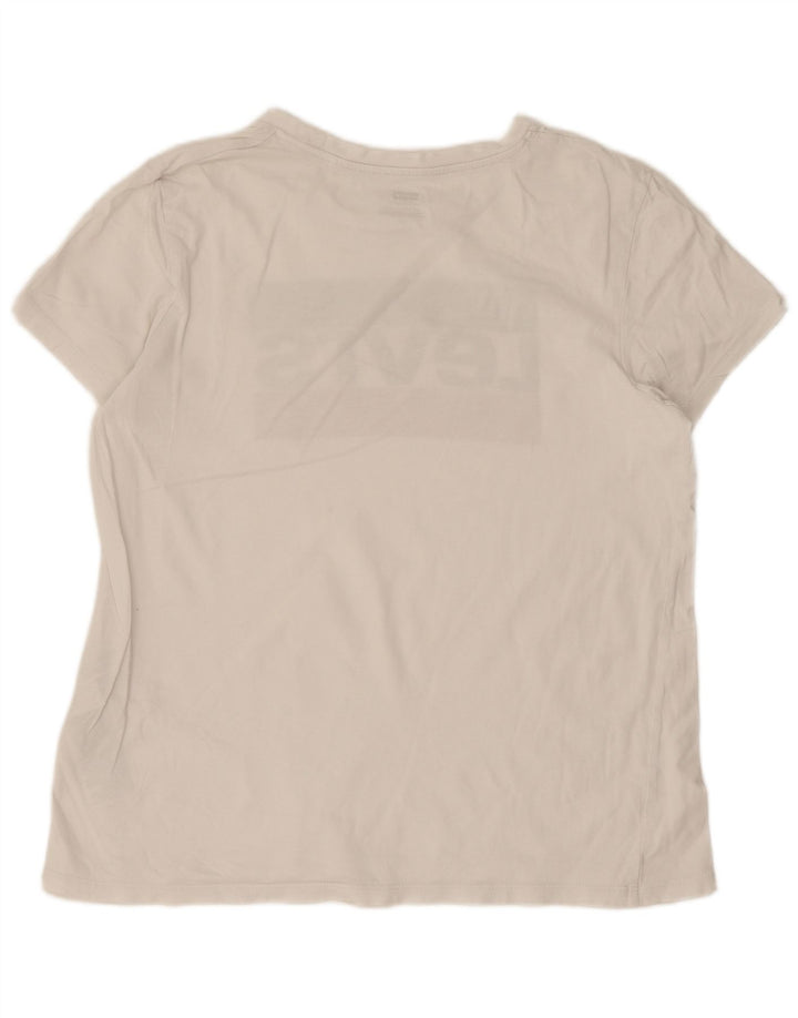 Levi's Damen-T-Shirt mit Grafik, UK 16, Größe L, weiße Baumwolle