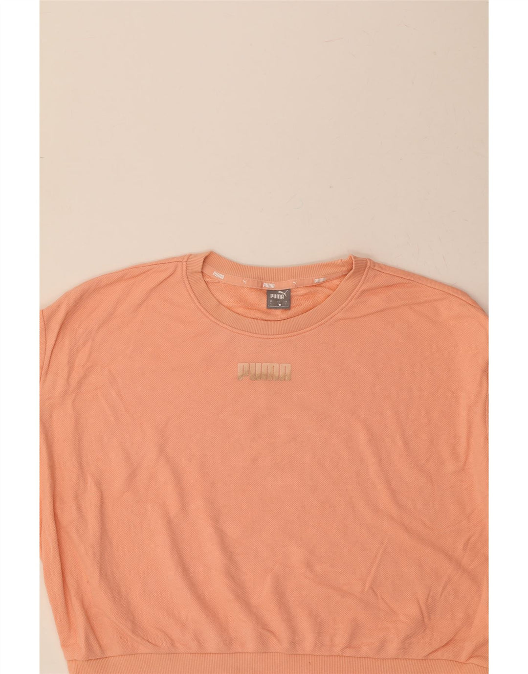 PUMA Womens Crop Oversized Sweatshirt Jumper UK 16 Large Pink Cotton Vintage Puma and Second-Hand Puma from Messina Hembry 