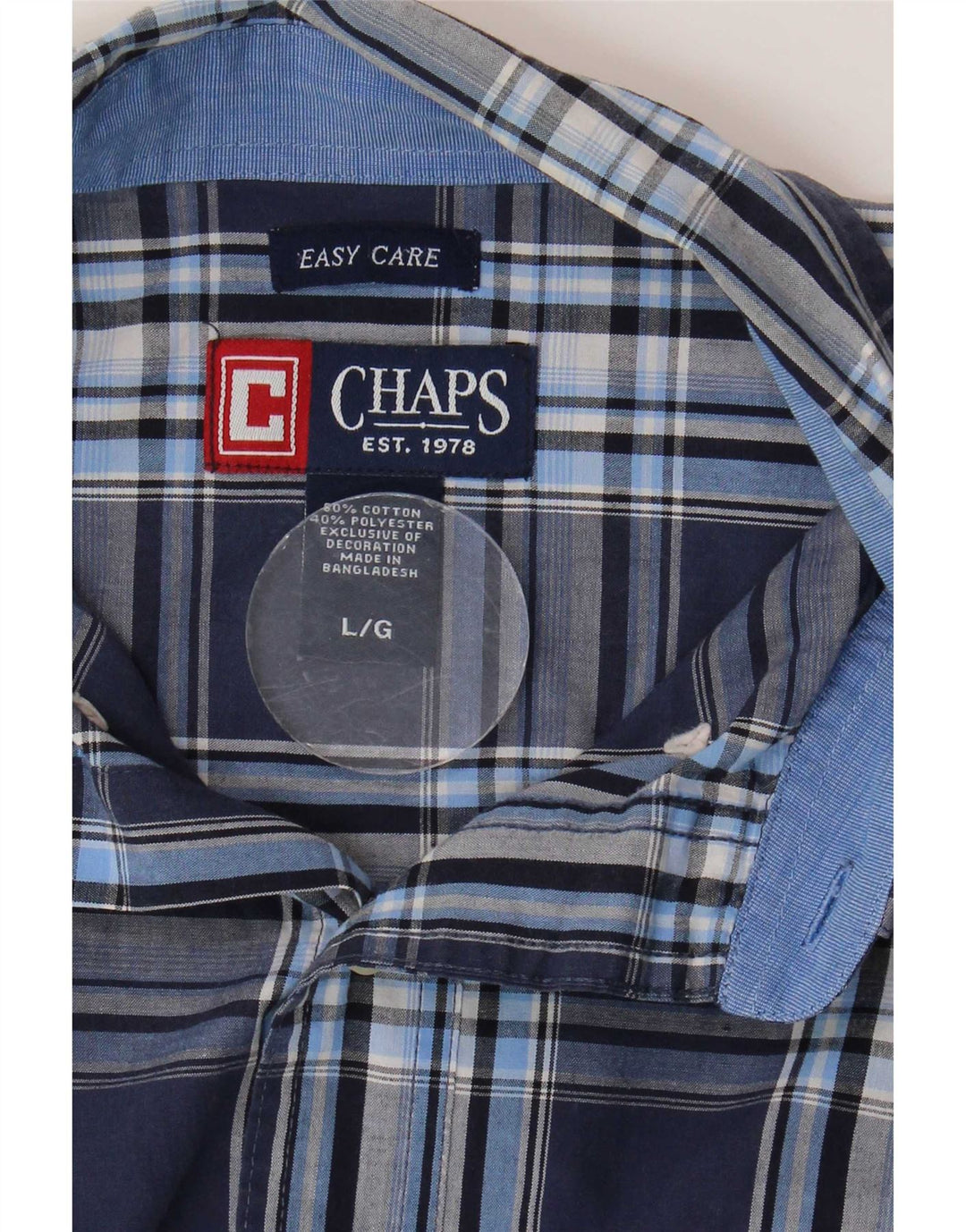 Chaps Herren-Hemd, pflegeleicht, kurzärmelig, groß, marineblau, kariert, Baumwolle